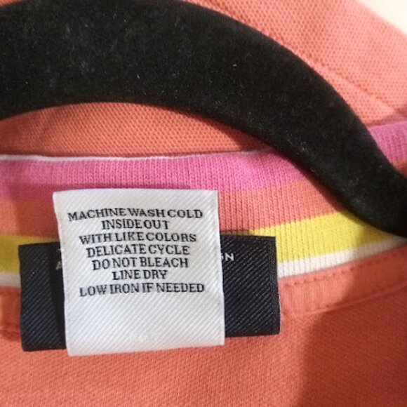PSYCHO BUNNY | Coral Orange Pima Cotton Striped Collar Bunny Logo Preppy Polo XL - Picture 10 of 10